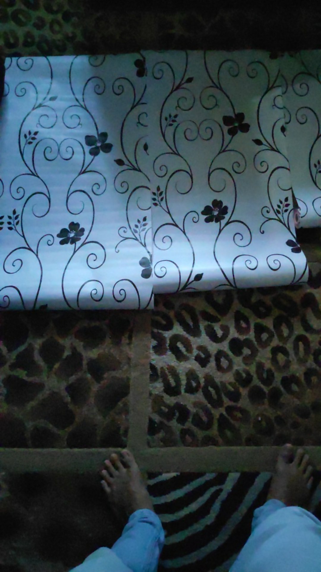 Wps073 White N Black Flower Walpaper Dinding Wallpaper Sticker 45cmx5m