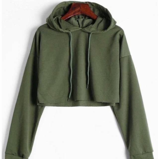 Sweater - crop - hijau botol-wanita