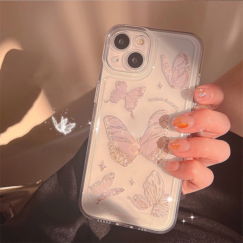 Soft Case Transparan Motif Kupu-Kupu Untuk Vivo V23e V23 V21 V21e V20 T1 Pro T1x Y21 Y33s Y33T Y21T Y76 Y75 Y15A Y15s Y01 Y20 Y20i Y20s Y12s Y12A Y1s Y17 Y15 Y12 Y50 Y30 Y30i Y1s Y91C Y91i Y95 Y51 Y31 Y53s Luxury Butterfly Shockproof Soft TPU Phone Case