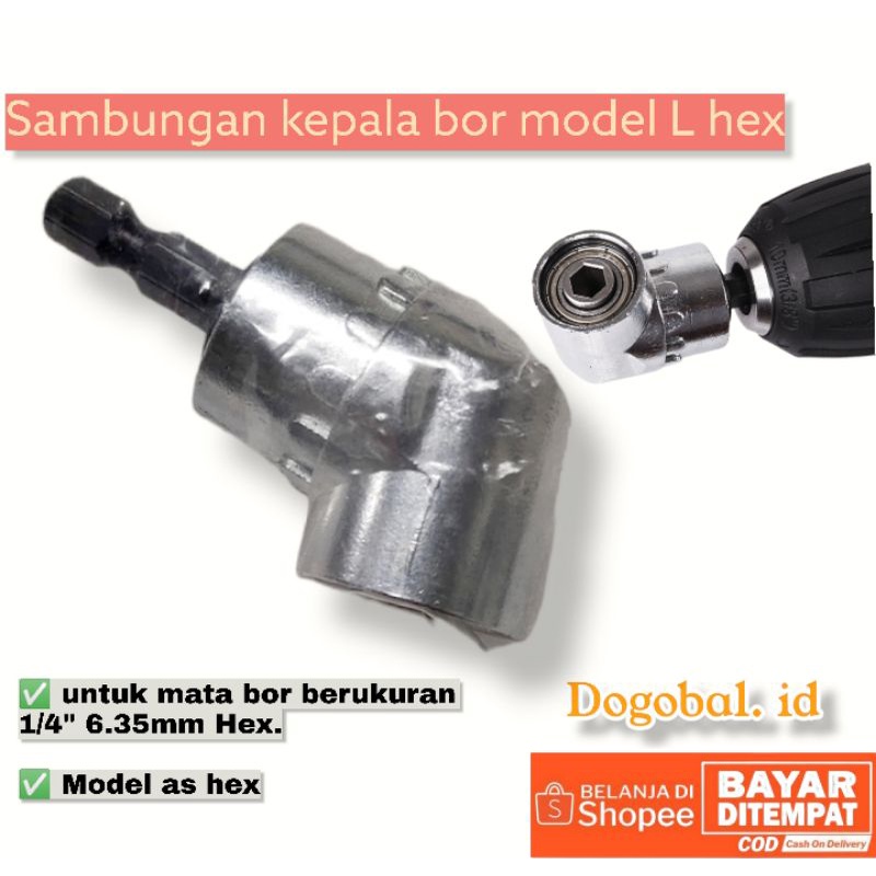 Sambungan kepala bor model L  mata bor hex Ekstension kepala bor L