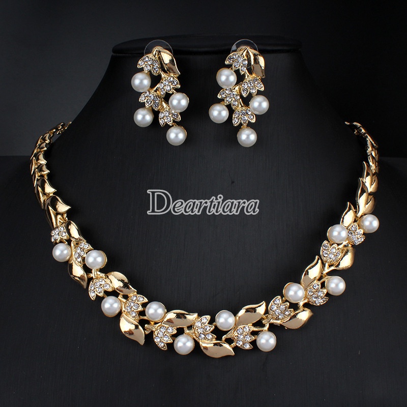 Fashion Luxury Pearl Necklace Earring Set Bridal Wedding Set