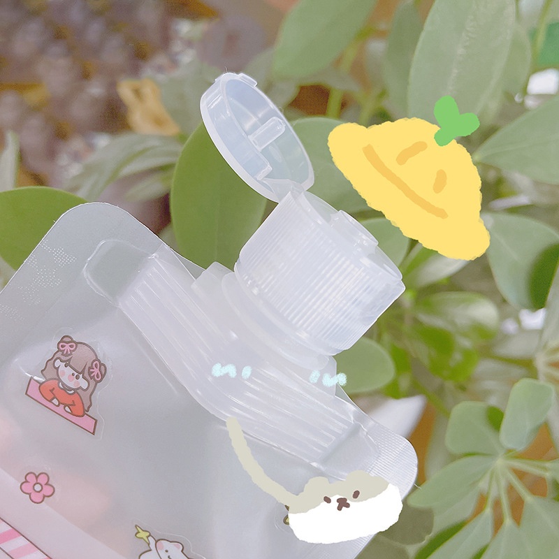 30 / 50 / 100ml Tas Dispenser Lotion Model Lipat Tahan Bocor Dengan Corong Stiker Untuk Travel