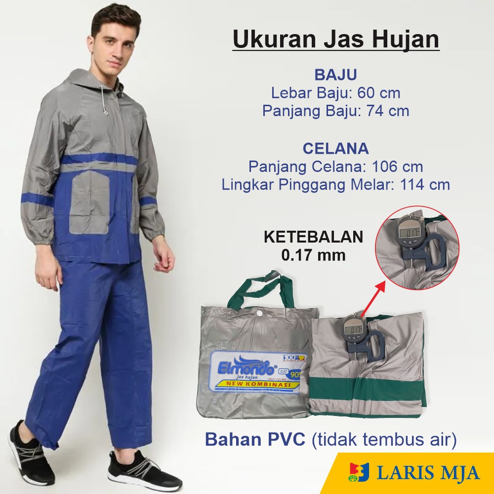 Elmondo jas hujan pria setelan jaket baju celana dewasa mantel ujan tebal elmundo new kombinasi