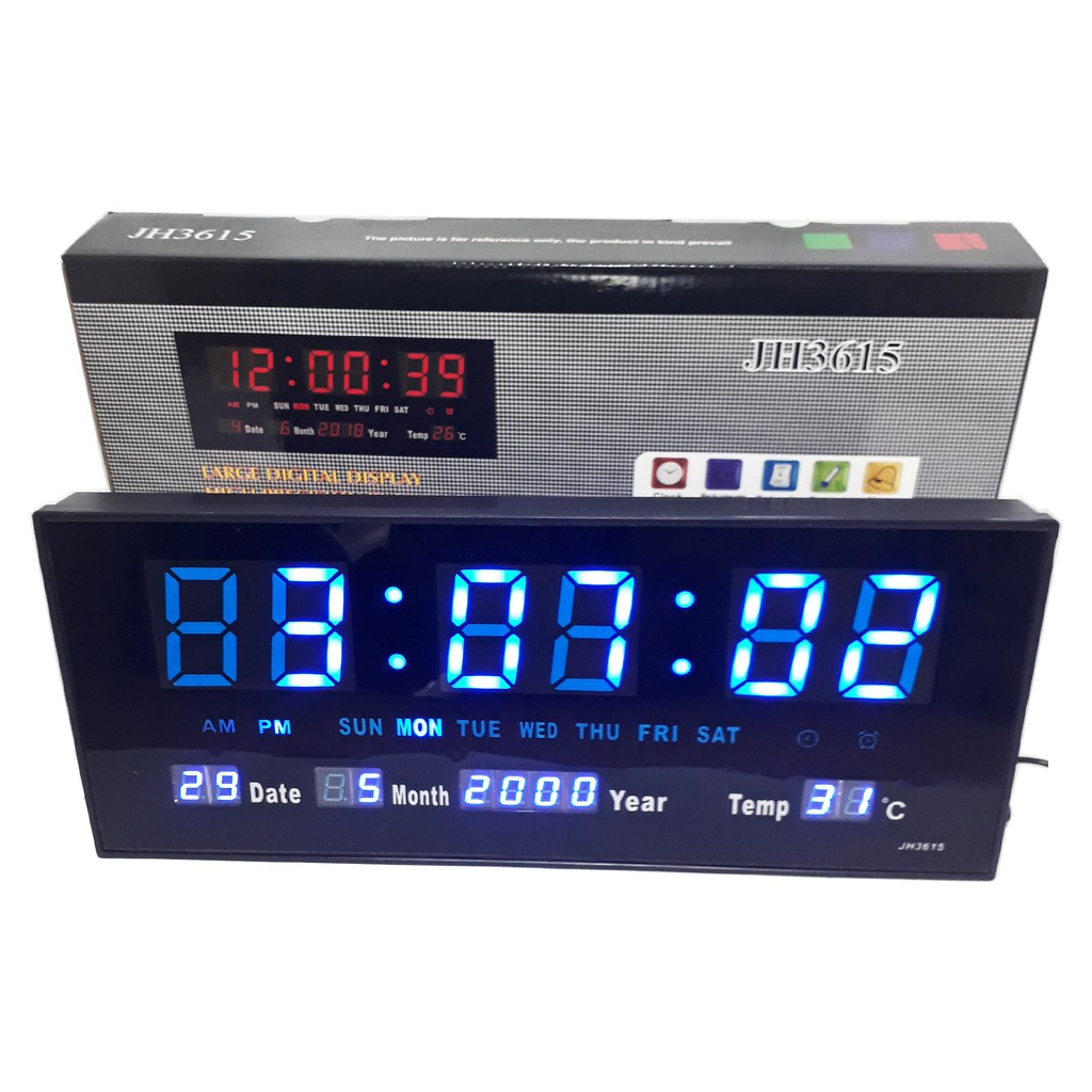 Sonifer Jam Dinding Digital LED Clock SMS-3615 Biru