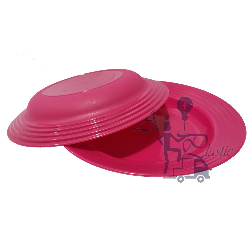 Piring Makan Bahan Plastik Harga Satuan Termurah BerKualitas-Pink 1pcs