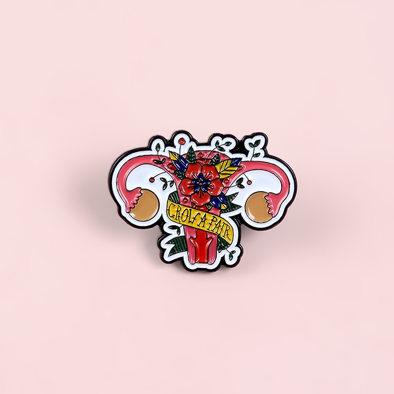 Bros Pin Enamel Desain Bunga Uterus Feminis Untuk Kerah Kemeja Ransel