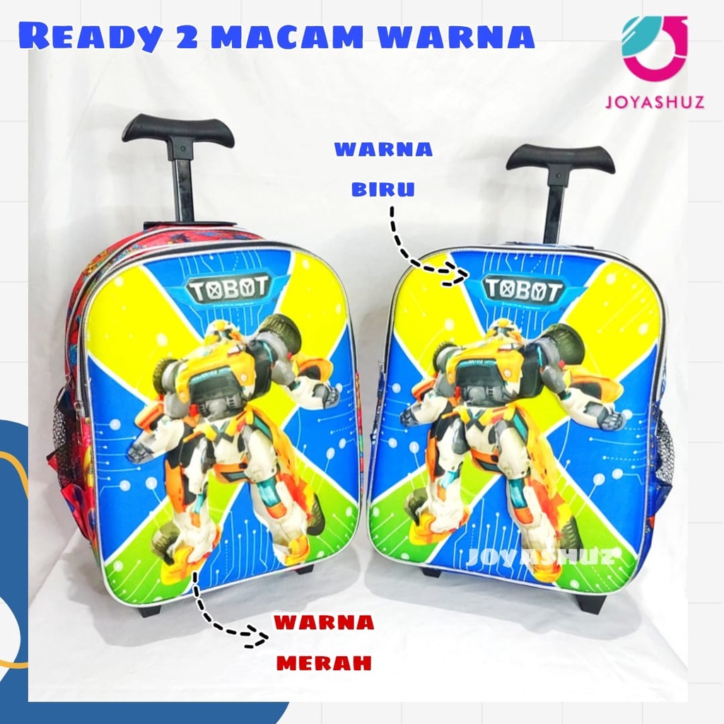 Tas Troli Anak Laki Laki Karakter Tobot Gratis Bonus - Ransel Anak Laki-laki - Ransel Troli Anak TK - Troli Tobot 3D - Tas Gratis Botol -  Tas Sekolah Anak Troli - Tobot - Tas Dorong Tobot - Joyashuz