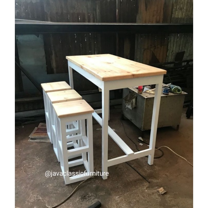 KURSI BAR,MEJA CAFE,KITCHEN SET,BANGKU RETRO,MEJA MAKAN MINIMALIS BAHAN KAYU MAHONI-4