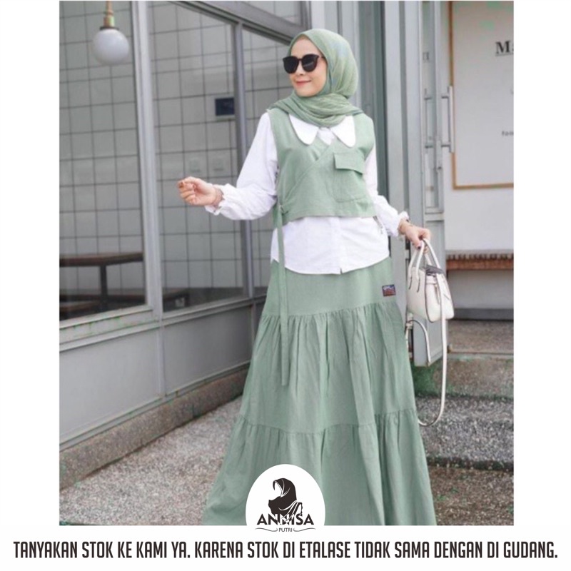 SETELAN ROK 3in1 / SETROK GESPER free VEST / SETELAN WANITA MURAH