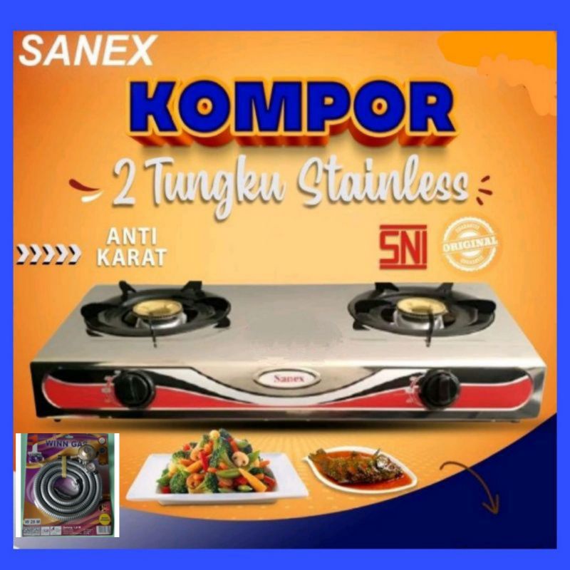 SANEX  , TECSTAR Kompor Gas Stainless 2 Tungku TG-688 CSJ