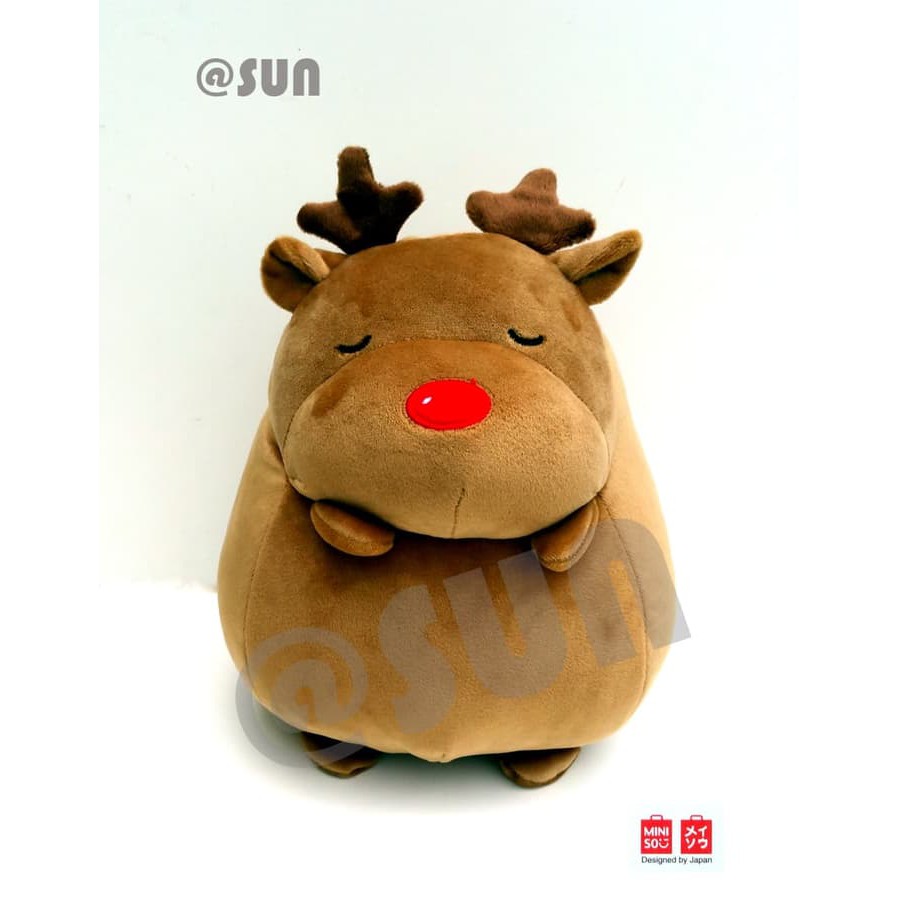 Boneka RUSA Coklat Lembut Bulat Round Elk Plush Toy BROWN Miniso ORI