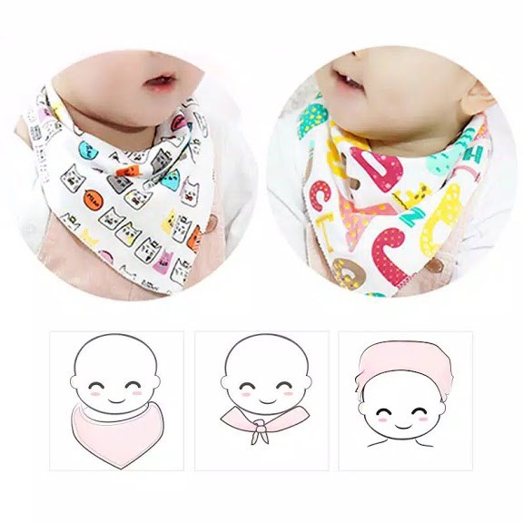 SLABER SEGITIGA BAYI / BAHAN KATUN / BAYI BIB / CELEMEK MAKAN BAYI