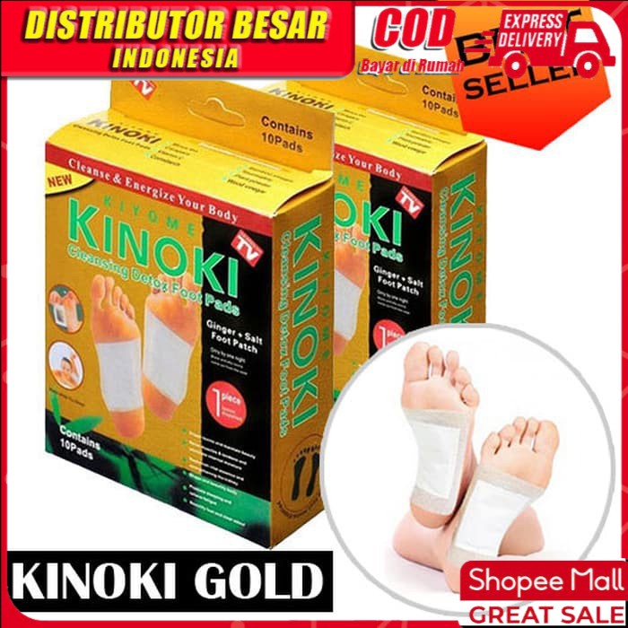 ORIGINAL 100% !! Kinoki Gold Foot Pads Emas Koyo Kaki detox asli 1 box isi 10 sachet