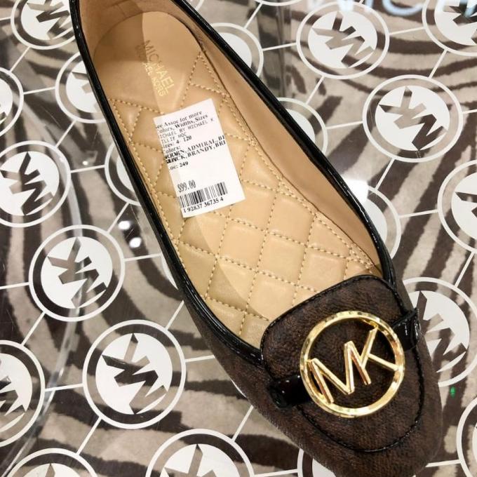 Sepatu michael kors lillie moc sign brown black asli Termurah