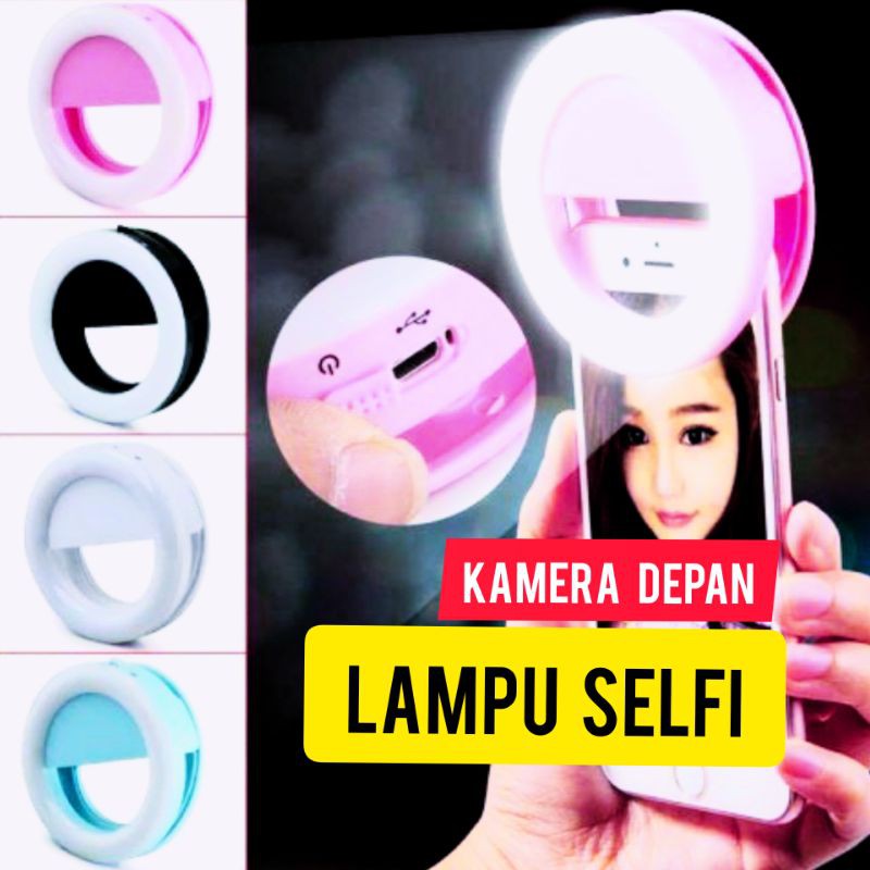 Lampu Selfi Bundar Mini Buat HP Penerang Bentuk Ringlight Kecil Tambahan Cahaya Penerang Saat Foto Pakai HP