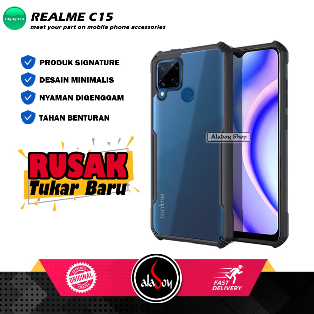 Case Realme C15 Armor Fusion Shockproof Transparent Premium Casing