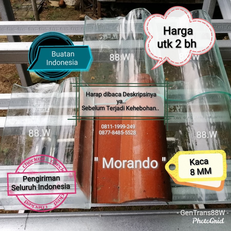 Genteng Kaca Transparan 88.W untuk MORANDO 8mm