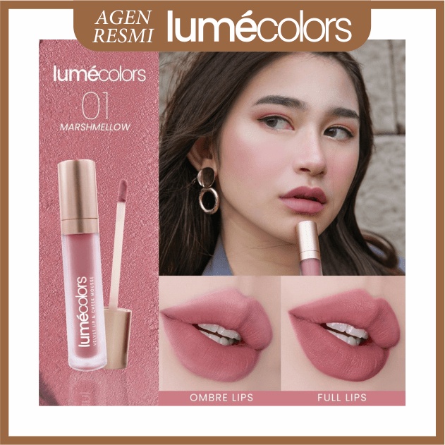 Lipstik Liptint Lumecolors Lumecolor Lumecolour Warna Marshmellow Lip and Cheek Mousse Lip Balm Lipc