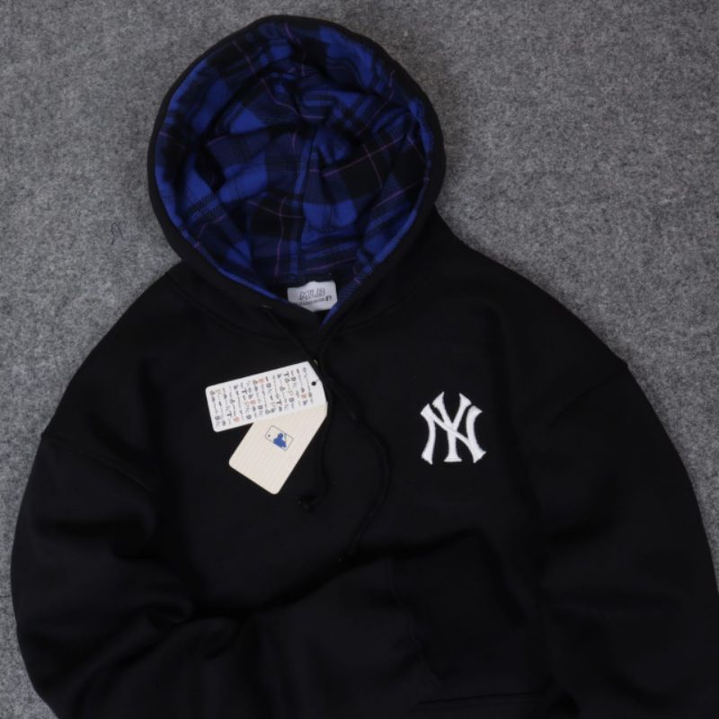 READY BISA COD !!!SWEATER HOODIE NY MLB BORDIR HITAM BATIK BLUE AUTHENTIC FULLTAG &amp; LEBEL