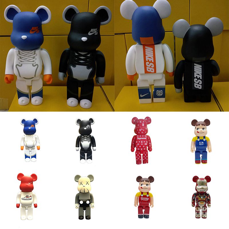 【New!!!】28cm Bearbrick 400% Action Figure Peko Iron Man Violent Bear Building Block Trendy