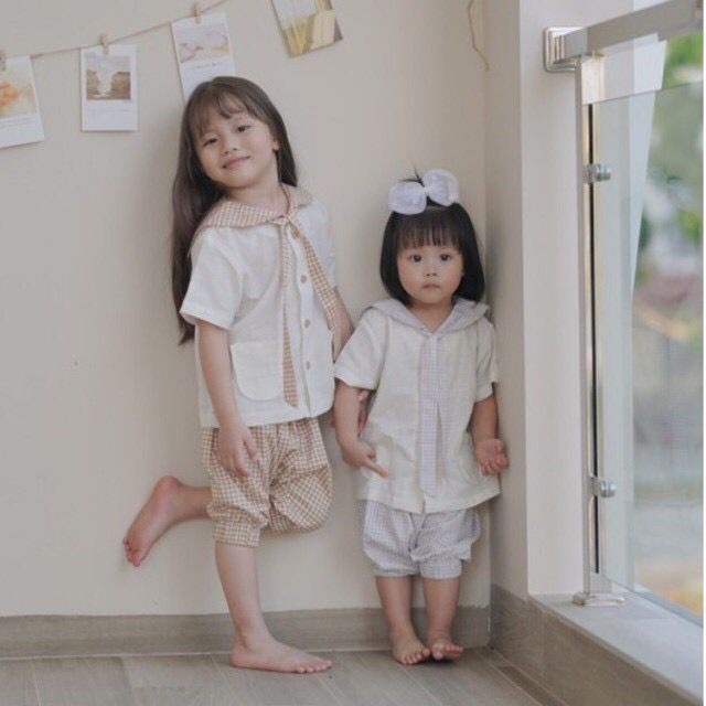 BELL AND BO RUI SET SETELAN ANAK KATUN KOTAK GINGHAM UNISEX