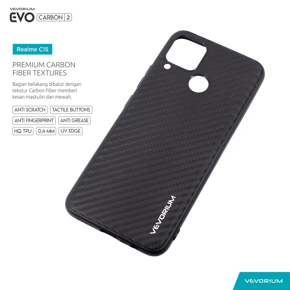 FREE TEMPERED GLASS VEVORIUM EVO CARBON Realme C15 Soft Case