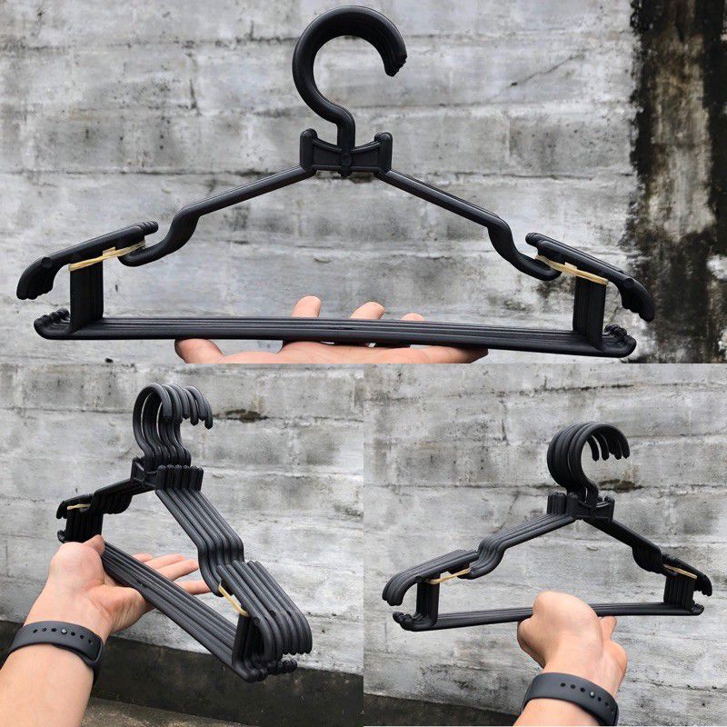 HANGER BAJU PLASTIK BULAT [HITAM &amp; WARNA]