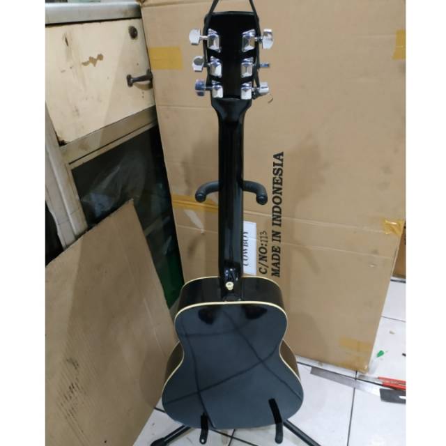 Gitar Akustik Merk Yamaha Ukuran 3/4 Hitam Senar String Trusrod Murah Jakarta