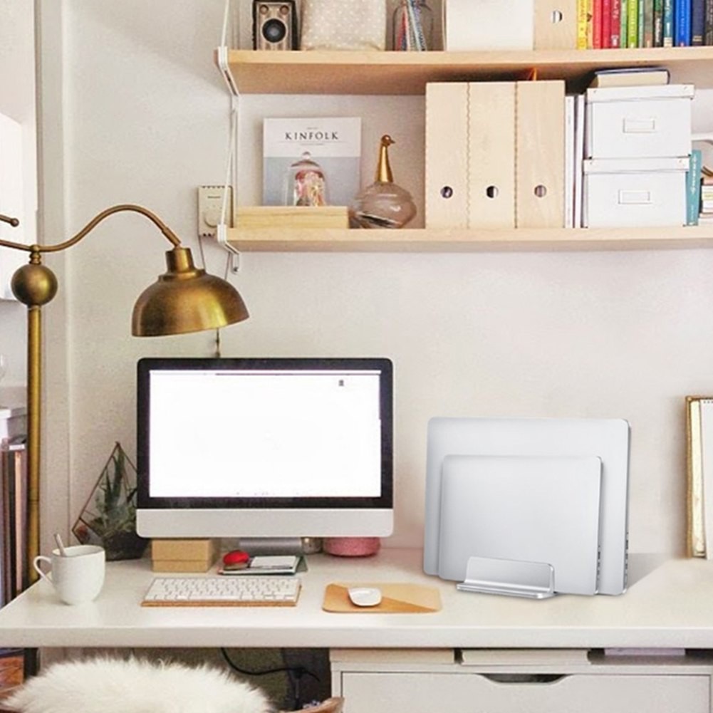 DUDUKAN LAPTOP VERTICAL STAND HOLDER ALUMUNIUM ADJUSTABLE - AF-26D - SILVER