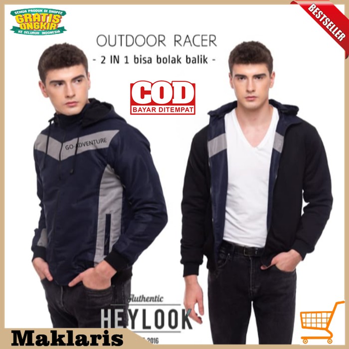 JAKET PRIA Trend Line Jaket Laki Laki Cowok Abu Hitam