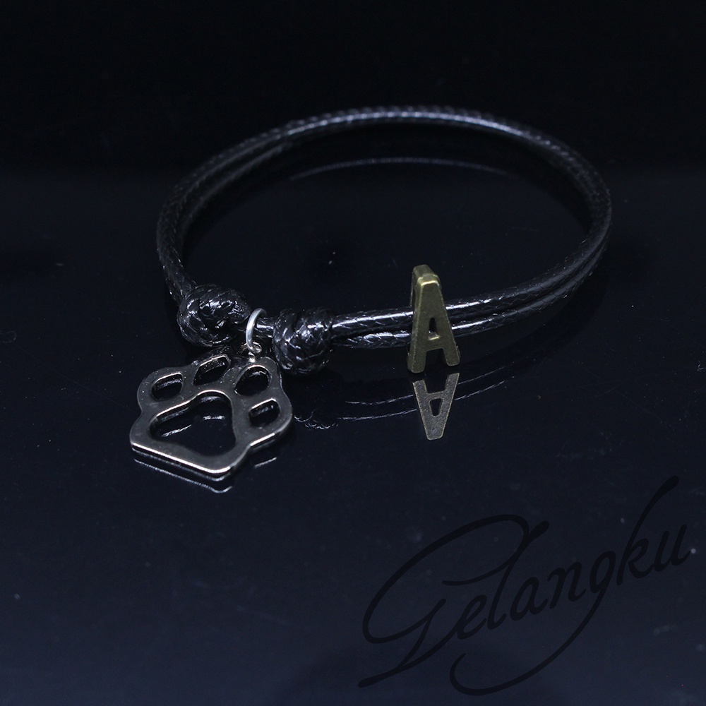 Gelang Inisial Huruf Bandul KAKI KUCING GH49 A sampai Z Bisa Request Nama Sahabat Pacar Pria Wanita 
