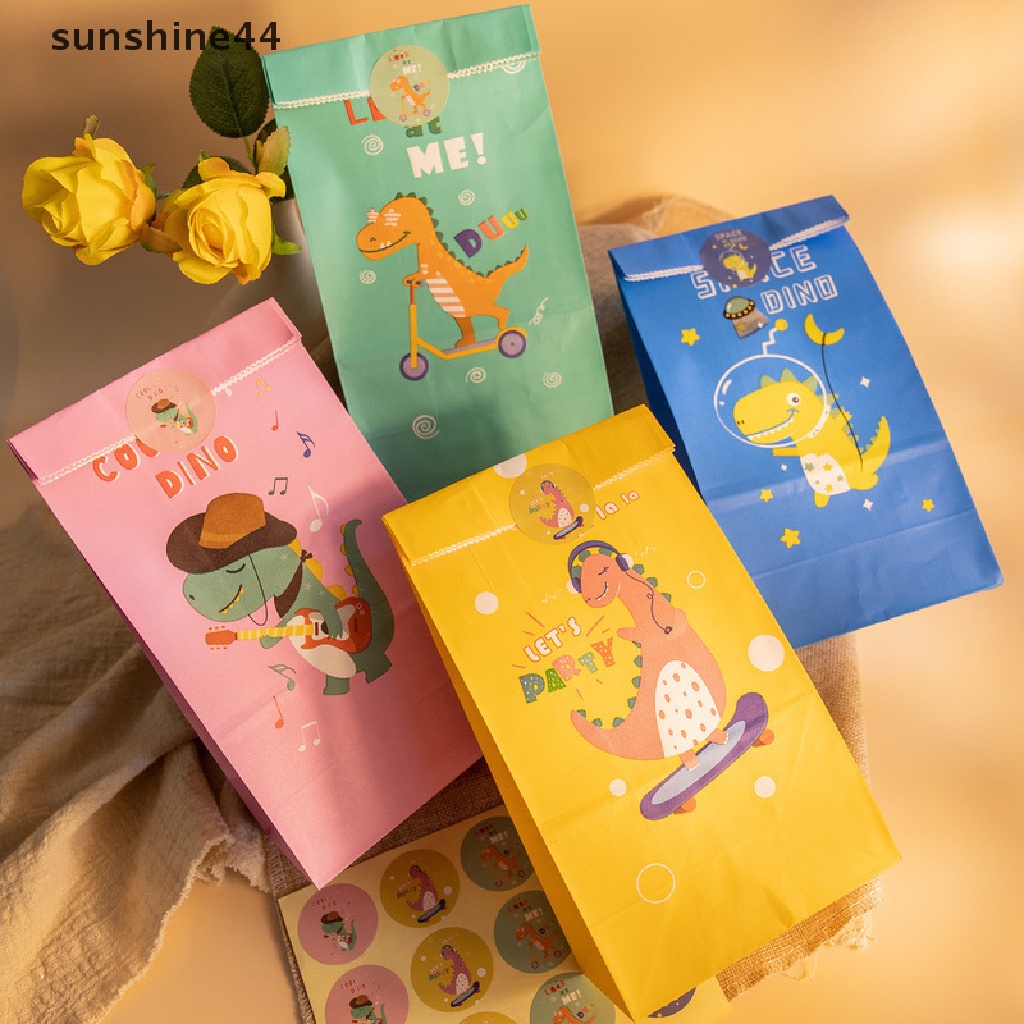 Sunshine 24 Set Kantong Kertas Gambar Dinosaurus Untuk Hadiah Ulang Tahun Anak