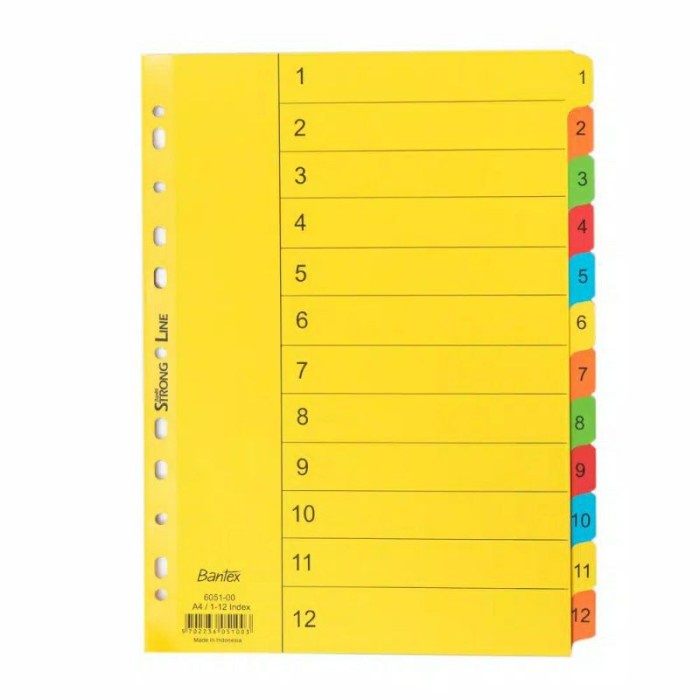 

Hot Sale Bantex Pembatas Binder Divider Size A4 12 Lembar Index Numeric Terbatas