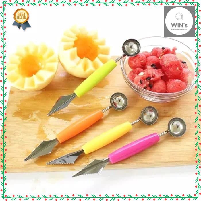 C25 Sendok Kerok dan Ukir Buah Koktail Es Buah Sendok Korek Buah Pisau Alat Congkel Buah