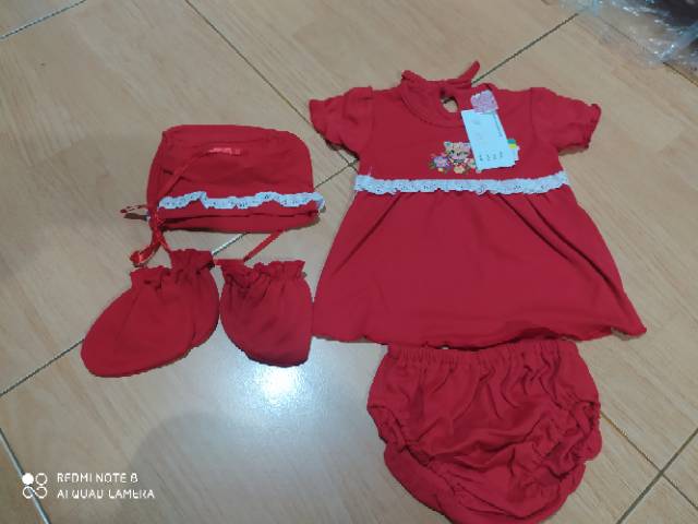 Baju bayi Set merah Bb lucky Newborn