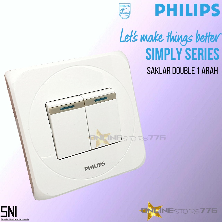 Saklar Double PHILIPS Simply 2 Gang 1 Way / Saklar Double Seri Ganda