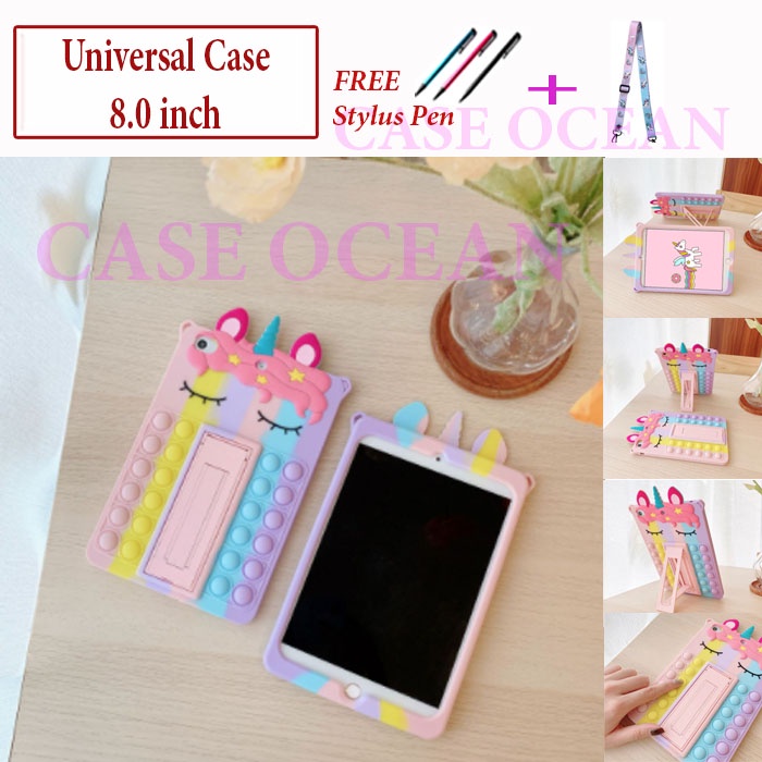 Oase Oapad 8 inch Softcase Soft Case Casing Cover Unicorn Vertical Bubble Rainbow POP IT Anak Kids T