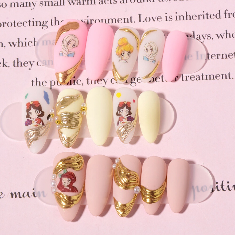 1 Lembar Stiker Kuku Motif Susu Princess Untuk Dekorasi Nail Art DIY