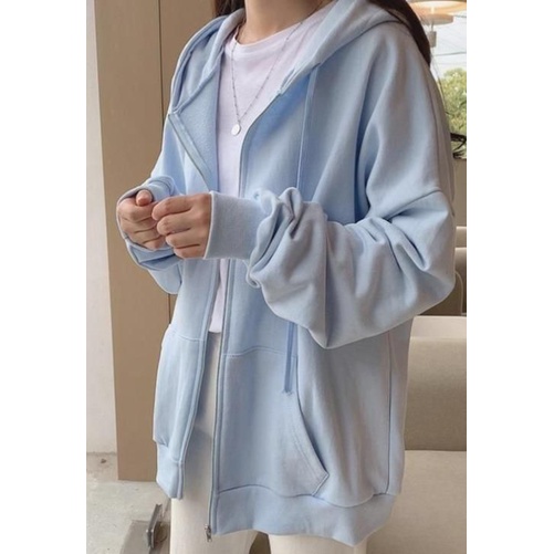 HOODIE/ JAKET ZIPPER CROP POLOS BABY BLUE OVERSIZE PRIA WANITA ALL SIZE M,L,XL,XXL,3XL,4XL,5XL,6XL