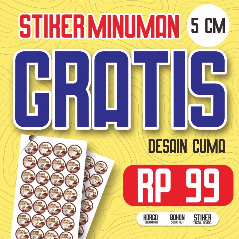 

Stiker label minuman karakter lucu ukuran 5cm unik dan murah.
