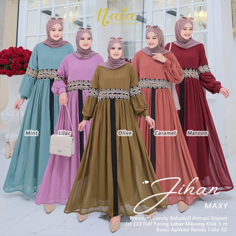 Jihan -Maxy- Premium Ceruty Babydoll Armani Import Ld 110 Full Furing Lebar Mayung Klok 3 M Busui Ap