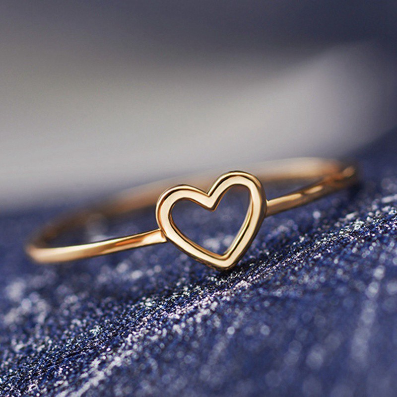 Cincin Model Hollow Bentuk Hati untuk Pasangan / Pria / Wanita