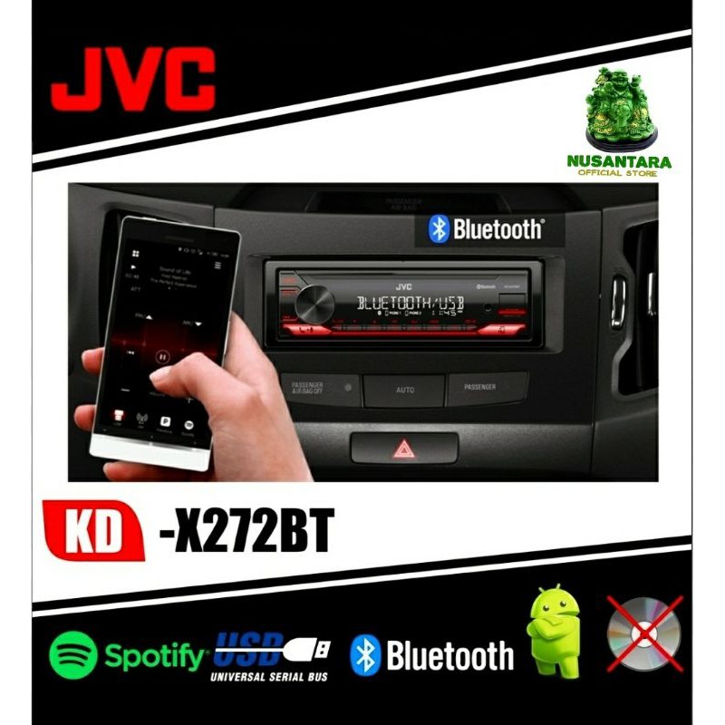 TERMURAH JVC KD X272BT Single Din USB Bluetooth Head Unit