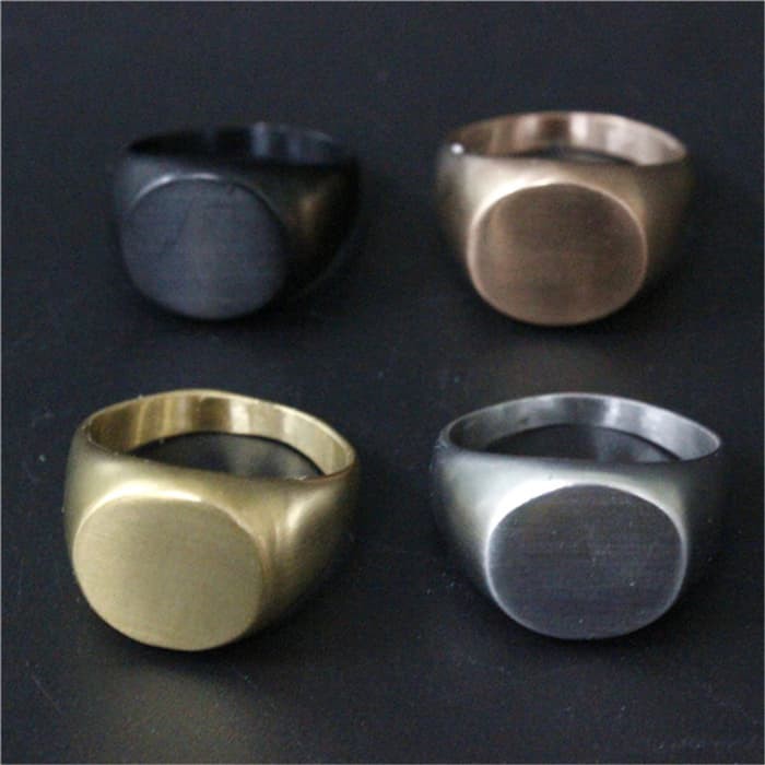 ORIGINAL Cincin Titanium Black Jade Ring Oval Plate Cincin wanita Biker Jewelry 887