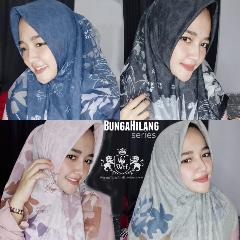 HIJAB VOAL SEGIEMPAT MOTIF || BUNGA HILANG series || heninginiYakinBerlalu