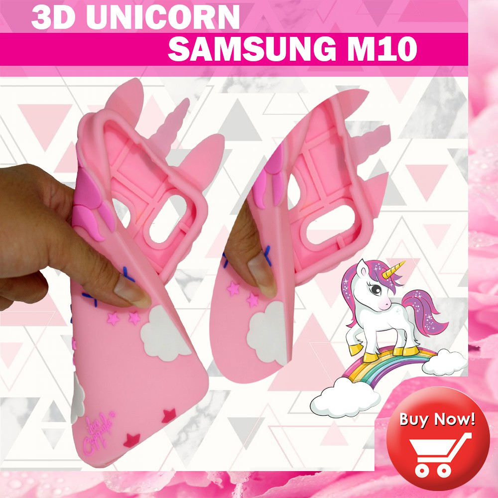 3D Cartoon Unicorn Case Samsung Galaxy M10 Softcase 4D Samsung M10 Silikon 3D Unicorn / Silikon