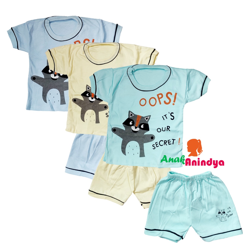 Setelan Baju Celana Pendek Anak Usia 1-3 Tahun Merk ENRICA GO / Setalan Baju Anak Cewek Cowok Bahan 
