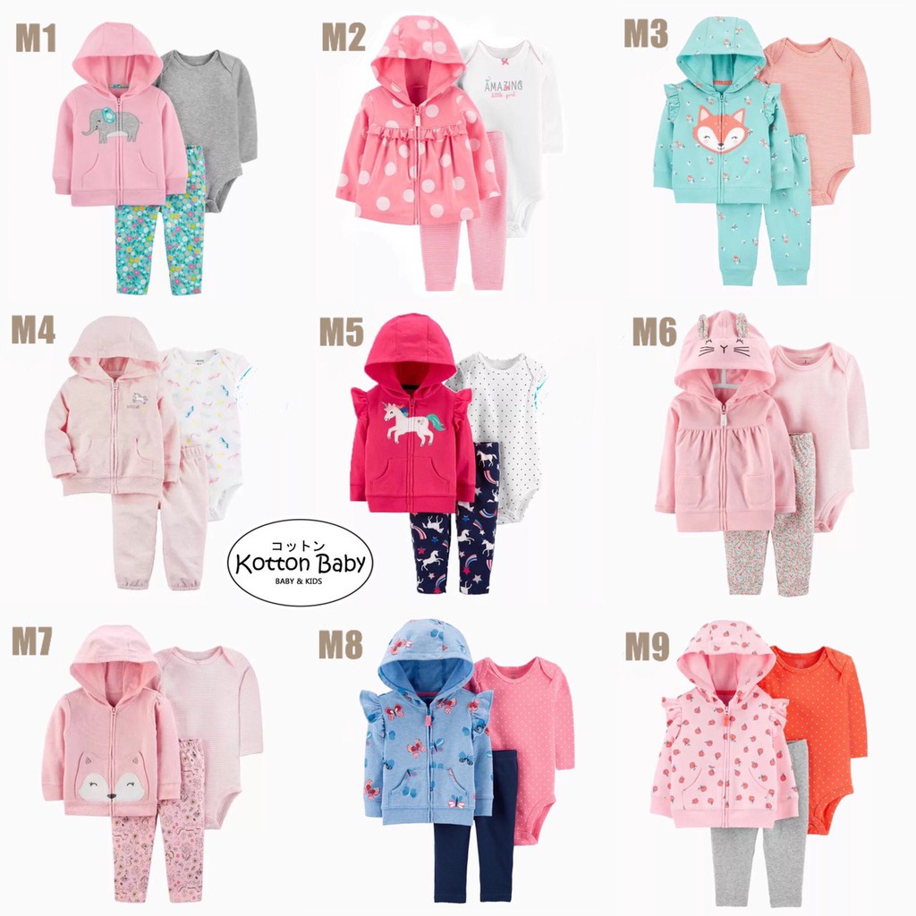 [ISI 3] 3-24bln BAYI [Kualitas Impor] BAJU ANAK JUMPER SWEATER HOODIE ROMPER PEREMPUAN Catalog M