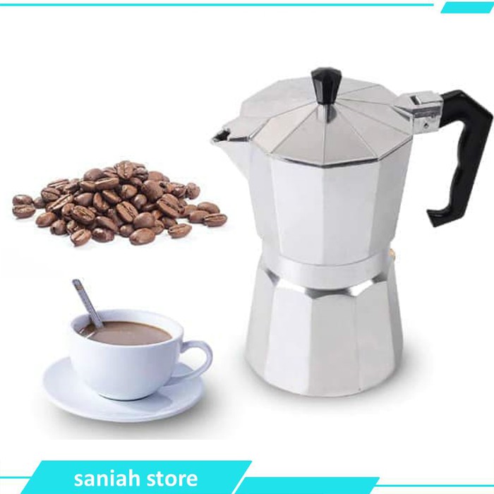 Teko Kopi COFFEE Pot ALUMINIUM 300ml Coffee Maker untuk 6 cup Alat Pembuat kopi Manual Expresso