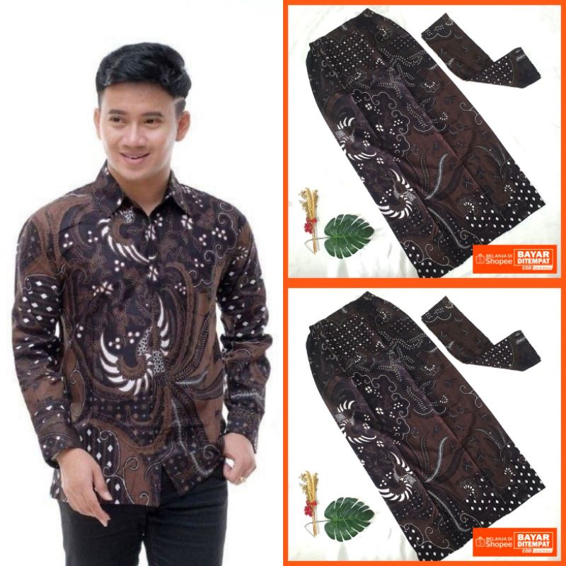 Couple Batik Kemeja Dan Rok Span Bawahan Kebaya - Rok Batik Wisuda - Kemeja Batik Pria Motif Lemah T